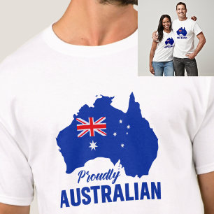 Camiseta Blue Proudidamente Australiano, Mapa Bandeira da A