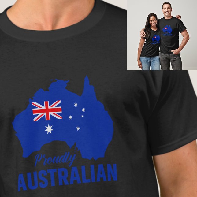 Camiseta Blue Proudidamente Australiano, Mapa Bandeira da A (Criador carregado)