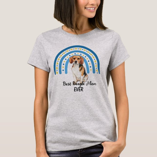 Camiseta Blue Rainbow Best Beagle Mãe (Frente)