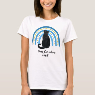 Camiseta Blue Rainbow Best Black Cat Mãe