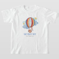 Blue Red Hot Air Balloon Stars Happy Birday Boy