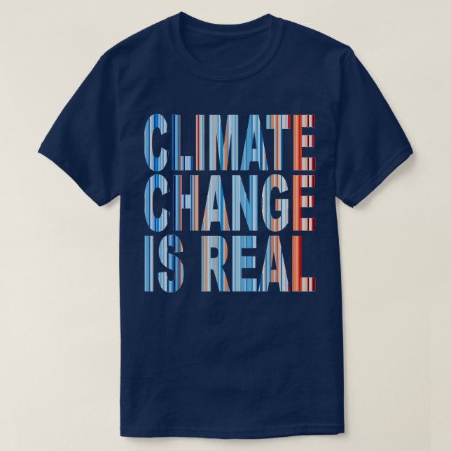 Camiseta Blue Red Warming Global Strips Alterações Climátic (Frente do Design)