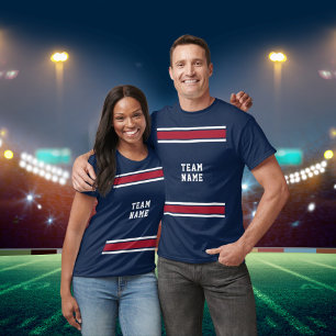 Camiseta Blue Red White Sports Jersey Nome Unisex