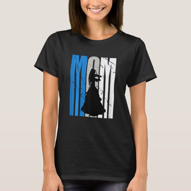 Camiseta Blue Retro Violin Mom Violinist Moms Plays In Orch (Frente)