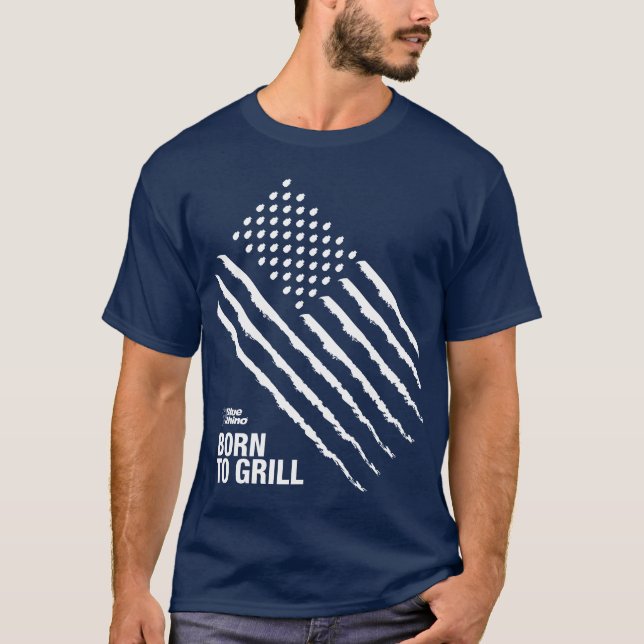 Camiseta Blue Rhino "American Flag: Nascer a Grill" Homens (Frente)