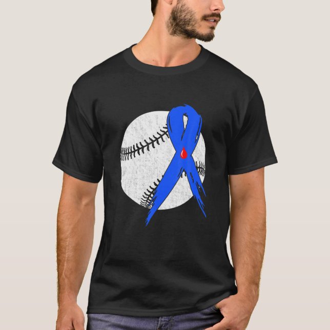 Camiseta Blue Ribbon Baseball Diabetes Guerreiro de Consciê (Frente)