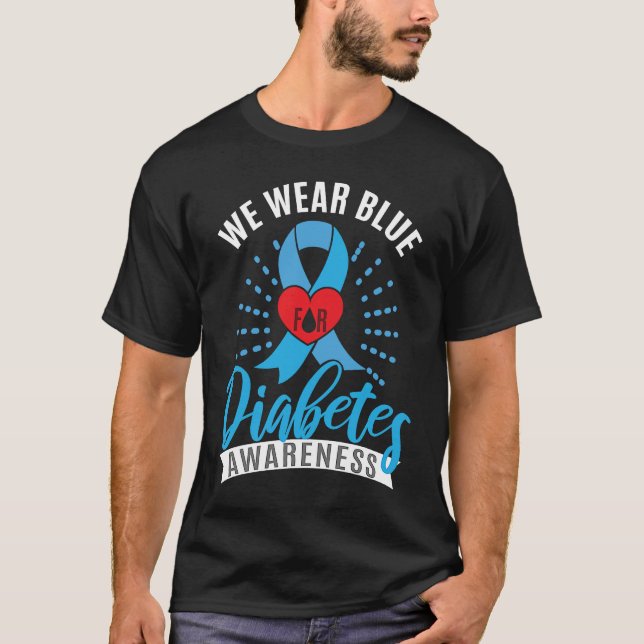 Camiseta Blue Ribbon Diabetes Warrior Support Diabetes Awar (Frente)