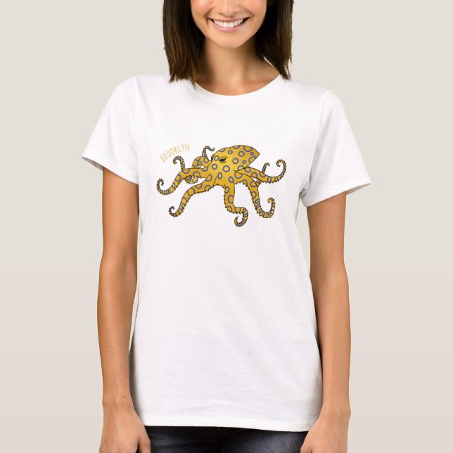 Camiseta Blue-ringed octopus cartoon illustration  (Frente)