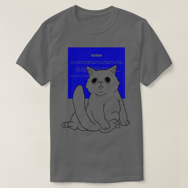 Camiseta Blue Screen Cat por Tobe Fonseca (Frente do Design)
