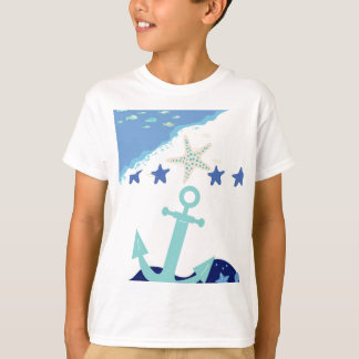 Camiseta Blue Sea with Fish and Stars lively Design