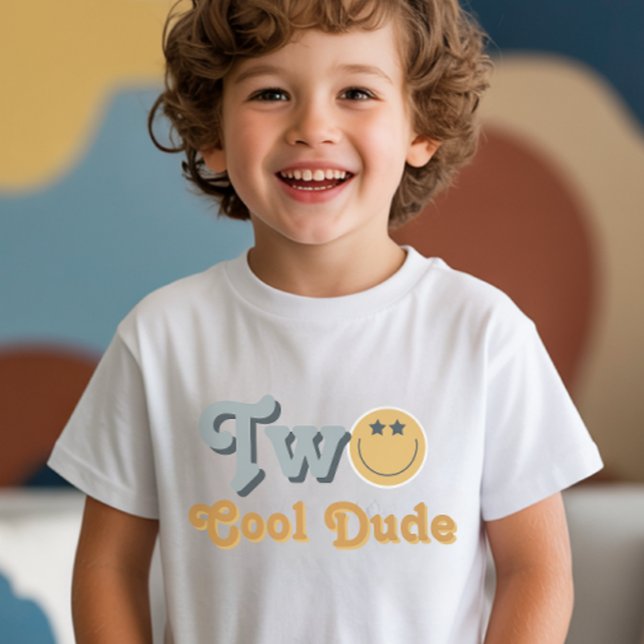 Camiseta Blue Smile Two Cool Dude Boys 2nd Birthday (Criador carregado)