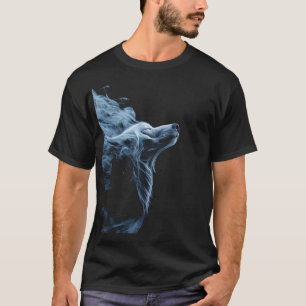 Camiseta Blue Smoke Wolf T-Shirt   Gráfico de Lobo