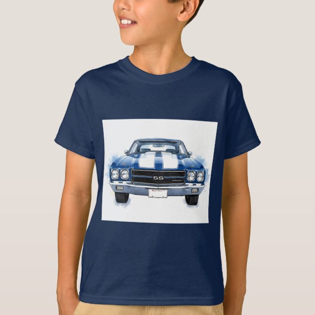 Camiseta Blue Sports Car, Coleção de Natasha Us (Frente)