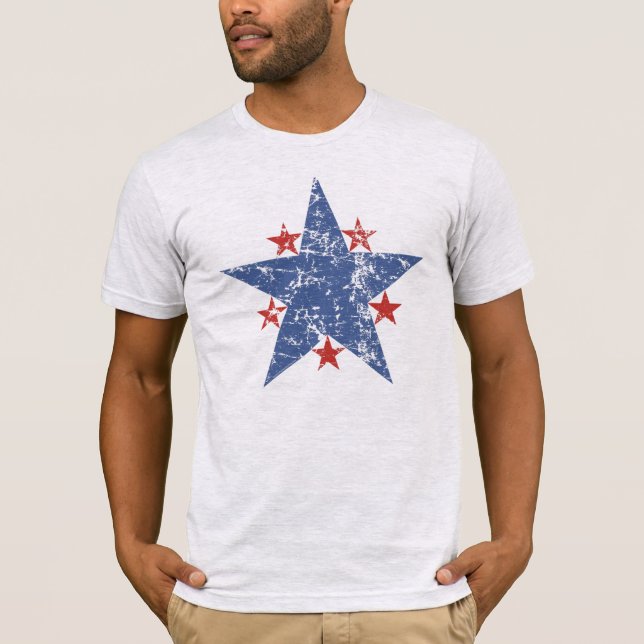 Camiseta Blue Star Red America Antiga Glória dos EUA Arte (Frente)
