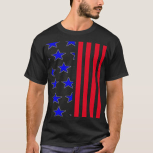 Camiseta Blue Stars Vertical Strips Patriotic T Shirt
