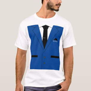 Camiseta Blue Suit & Black Nectie - Adicione seu nome / tex