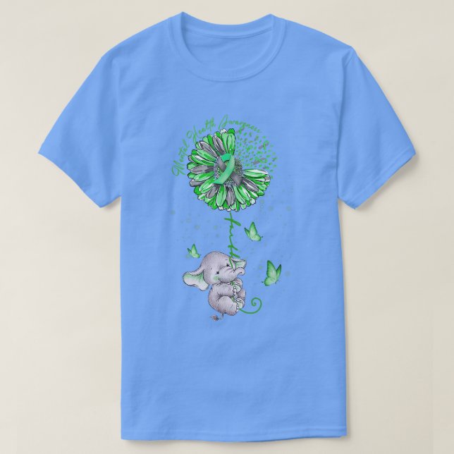 Camiseta Blue Sunflower Elephan Outfit Spread Mental Health (Frente do Design)