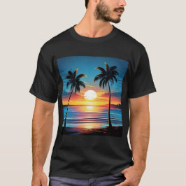 Camiseta Blue Sunset Beach Tee - Tranquil Shoreline in Twil
