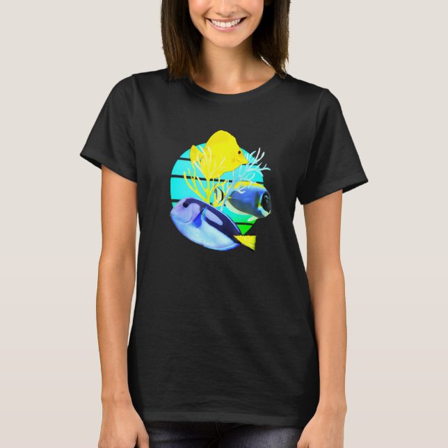 Camiseta Blue Tang Yellow Tangs Reef Fish Tank Saltwater Aq (Frente)