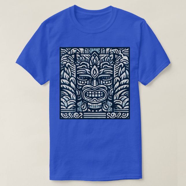 Camiseta Blue Tiki God for Your Tiki Bar VNeck (Frente do Design)