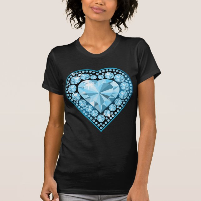 Camiseta Blue Topaz Gem Heart (Frente)