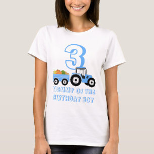 Camiseta Blue Trator Fazenda Produz Mamãe de Aniversário