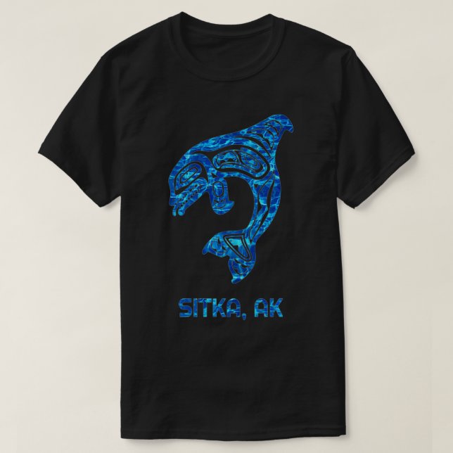 Camiseta Blue Water Sitka Alaska SE Native American Orca Ki (Frente do Design)