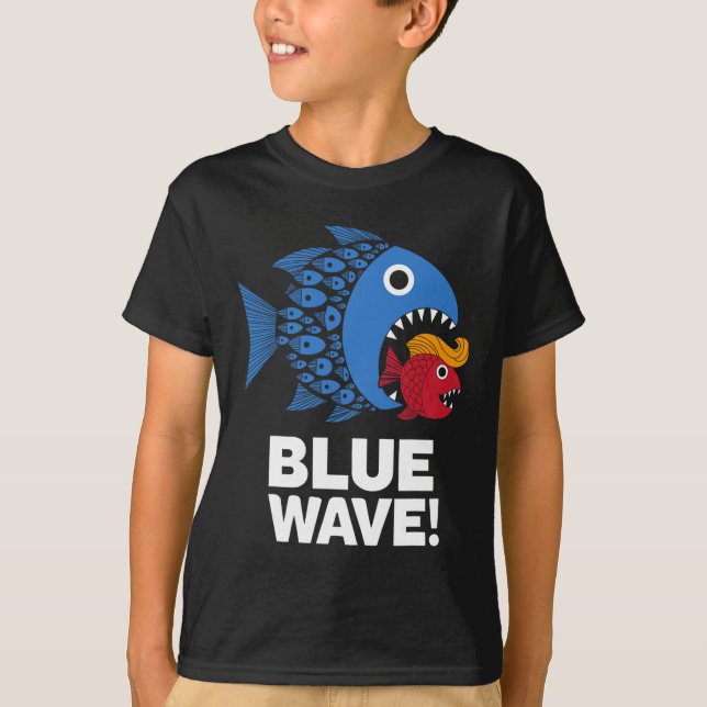 Camiseta Blue Wave Kamala Engraçado Peixe Grande Comendo Pe (Frente)