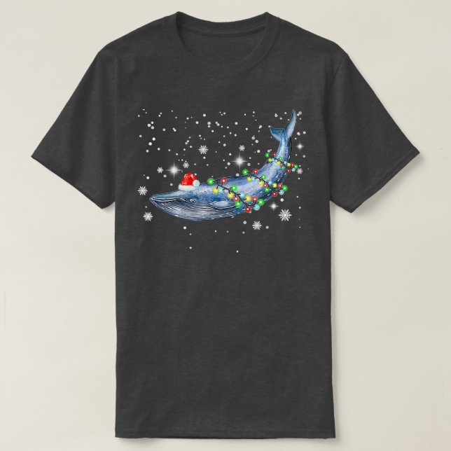 Camiseta Blue Whale Christmas Color Lights Xmas (Frente do Design)