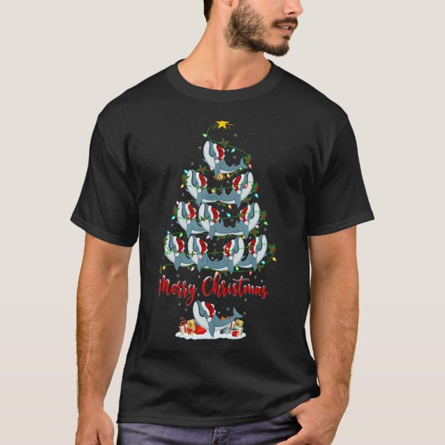 Camiseta Blue Whale Christmas Tree Lights  Blue Whale Xmas (Frente)