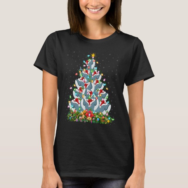 Camiseta Blue Whale  Xmas Lights Santa Blue Whale Christmas (Frente)
