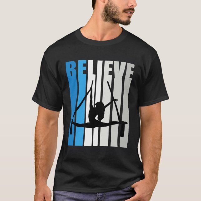 Camiseta Blue Womens Believe Air Dancer Motivational Retro  (Frente)