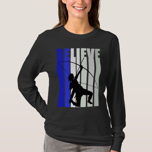 Camiseta Blue Womens Believe Archery Inspirational Archer G (Frente)