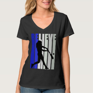 Camiseta Blue Womens Believe Baseball Inspirational Softbal