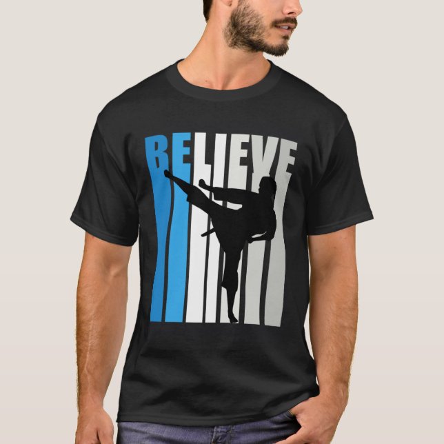 Camiseta Blue Womens Believe Jiu Jitsu Motivational Retro G (Frente)