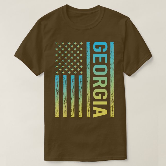 Camiseta Blue Yellow Flag Georgia TSirt (Frente do Design)