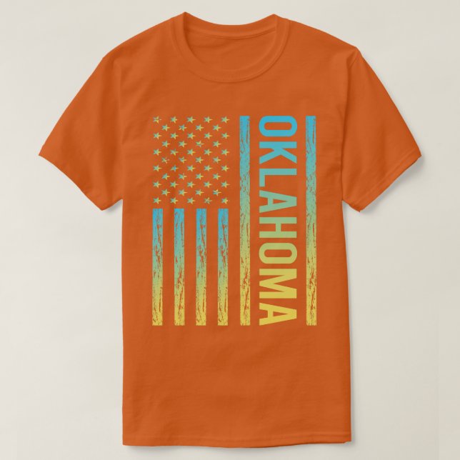 Camiseta Blue Yellow Flag Oklahoma (Frente do Design)