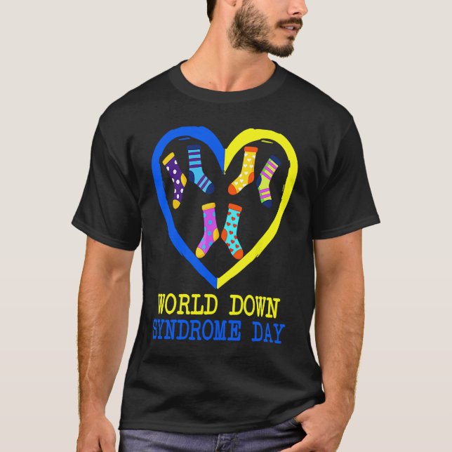 Camiseta Blue Yellow Heart 21 World Down Syndrome Awareness (Frente)