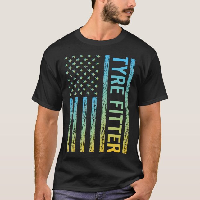 Camiseta Blue Yellow USA Flag - Tire Fitter (Frente)