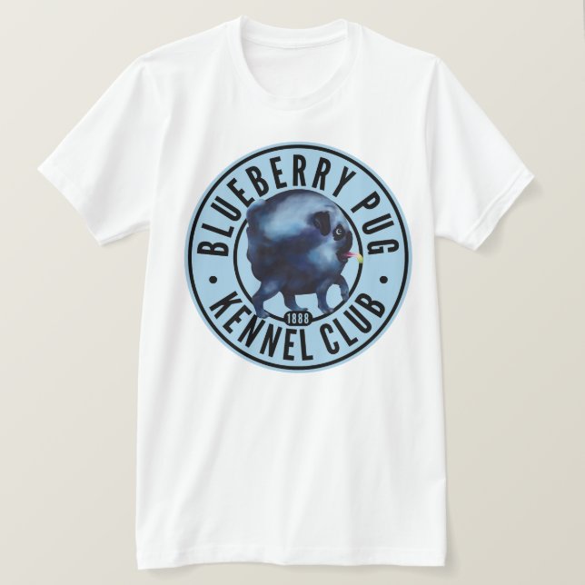 Camiseta Blueberry Pug Kennel Club (Frente do Design)