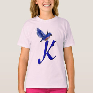 Camiseta Bluebird Monogram Initial K Elegant 