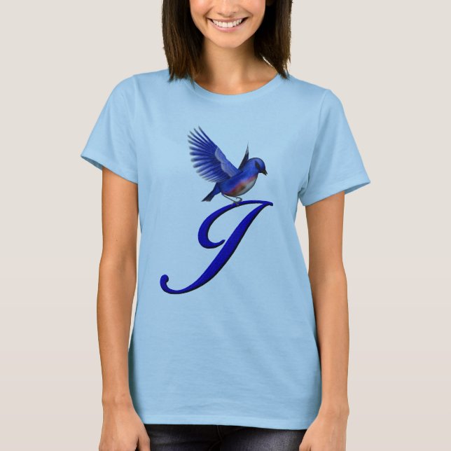 Camiseta Bluebird Monograma Inicial J Elegante (Frente)