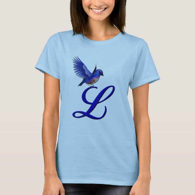 Camiseta Bluebird Monograma Inicial L Elegante (Frente)