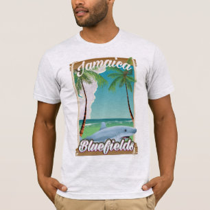 Camiseta Bluefields, cartaz das férias da praia de Jamaica