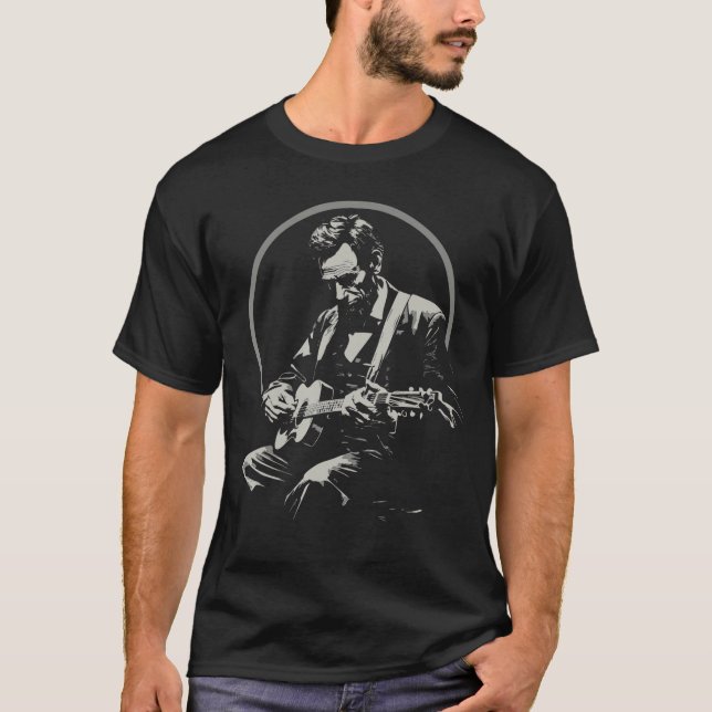 Camiseta BluegrassGarage Abraham Lincoln Tocando Guitarra R (Frente)