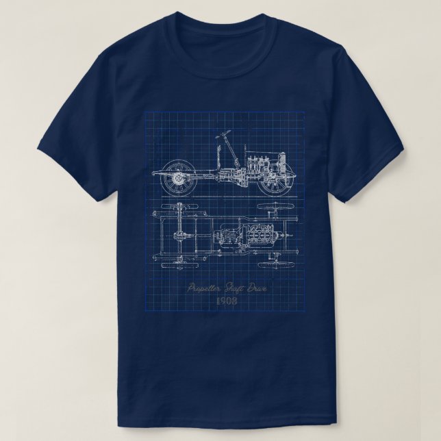 Camiseta Blueprint da unidade de eixo histórico (Frente do Design)