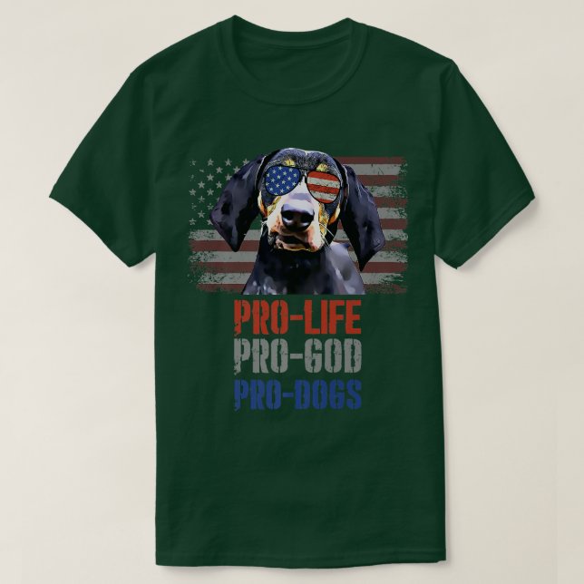 Camiseta Bluetick Coonhound Pro Life Pro Deus Pro Cães Prem (Frente do Design)