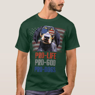 Camiseta Bluetick Coonhound Pro Life Pro God Pro Cães T-Shi