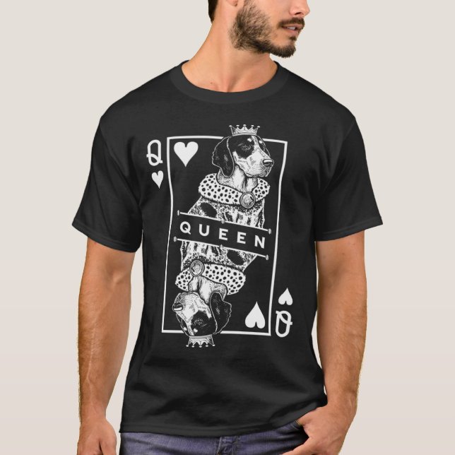 Camiseta Bluetick Coonhound Queen Of Hearts  Dog  Pop (Frente)