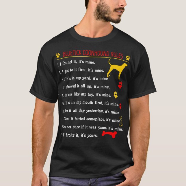 Camiseta Bluetick Coonhound Regras Engraçadas Pet Lovers Pr (Frente)